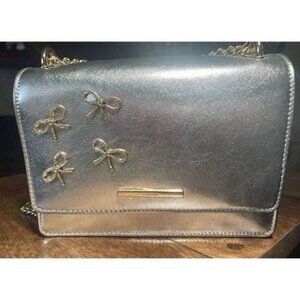 Aldo Silver Crossbody Bag Purse With Bows EUC